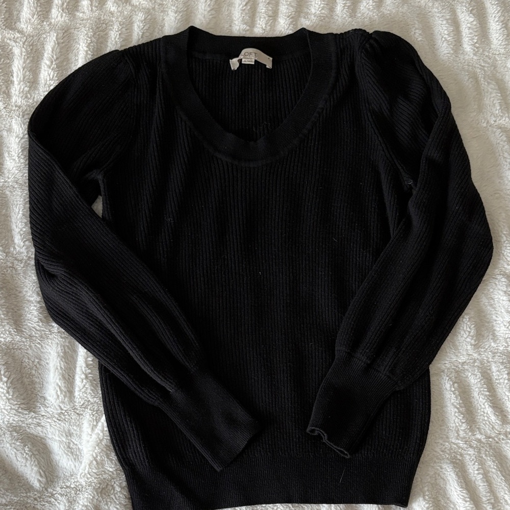 LOFT Black Scoop Neck Sweater